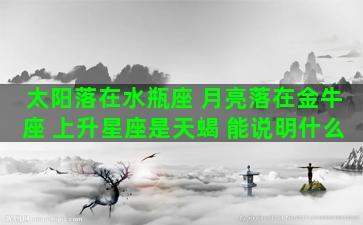 太阳落在水瓶座 月亮落在金牛座 上升星座是天蝎 能说明什么